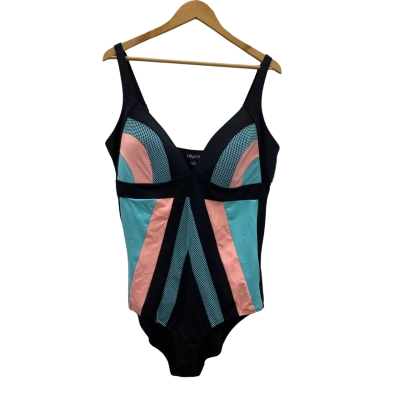 City Chic Women's Size M Onepiece Bathers Black  / Blue / Peach 