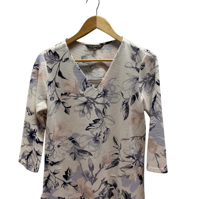 Liz Jordan Womens Size 10 Beige Floral Top