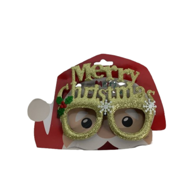 New Xmas Glitter Party Glasses Gold Merry Christmas Print #1050-1-PP