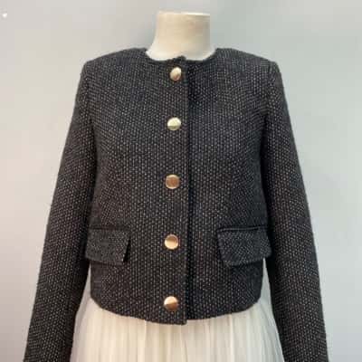 Witchery Womens  Size 6 Textured Cropped Jacket Black  / Grey / Pattern / White 