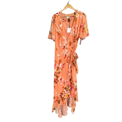 Premier Amour Wrap Maxi Dress Size 12 Orange Floral 