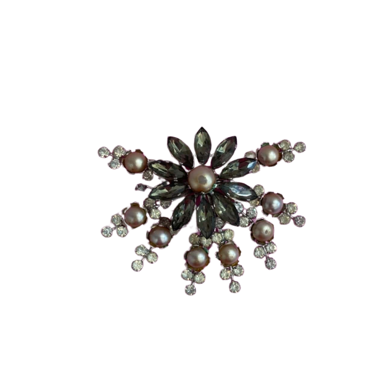 Large silver and pearl brooch