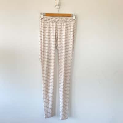 Blanche Cream Logo Print Leggings  Size S