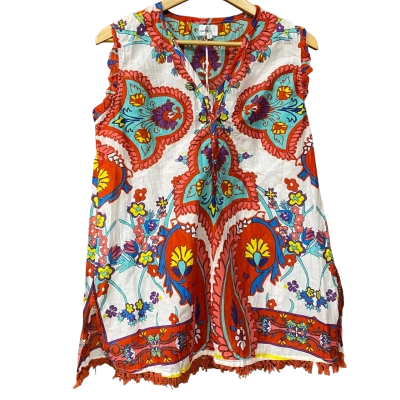 BNWT Adrift Womens Size S Multicoloured Red "Flame" Print Top