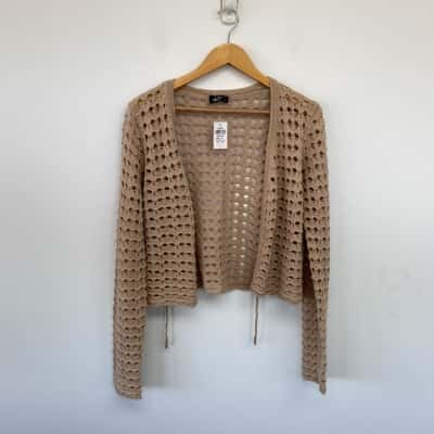 Dotti Beige Crochet Cardigan  Size M 