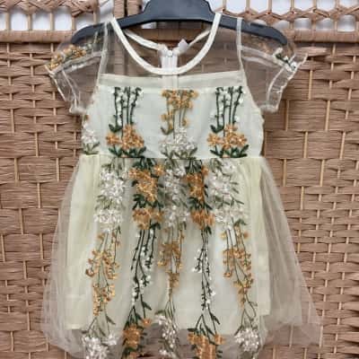 Cute Girls flower party dress Size 3-4  Birthday Wedding Christmas Gift Present Kids 