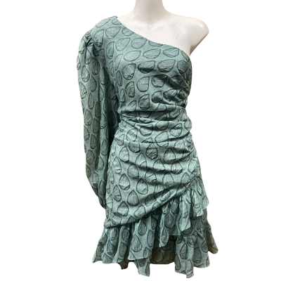 Elliatt Moss Green Leaf Pattern One-Shoulder Dress Size M