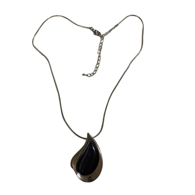 Silver Look Pendant with Brushed Silver Grey Glass 