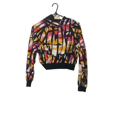 Womens  L’urv Size XS Orange / Pink  / Yellow Pattern Cropped Hoodie 