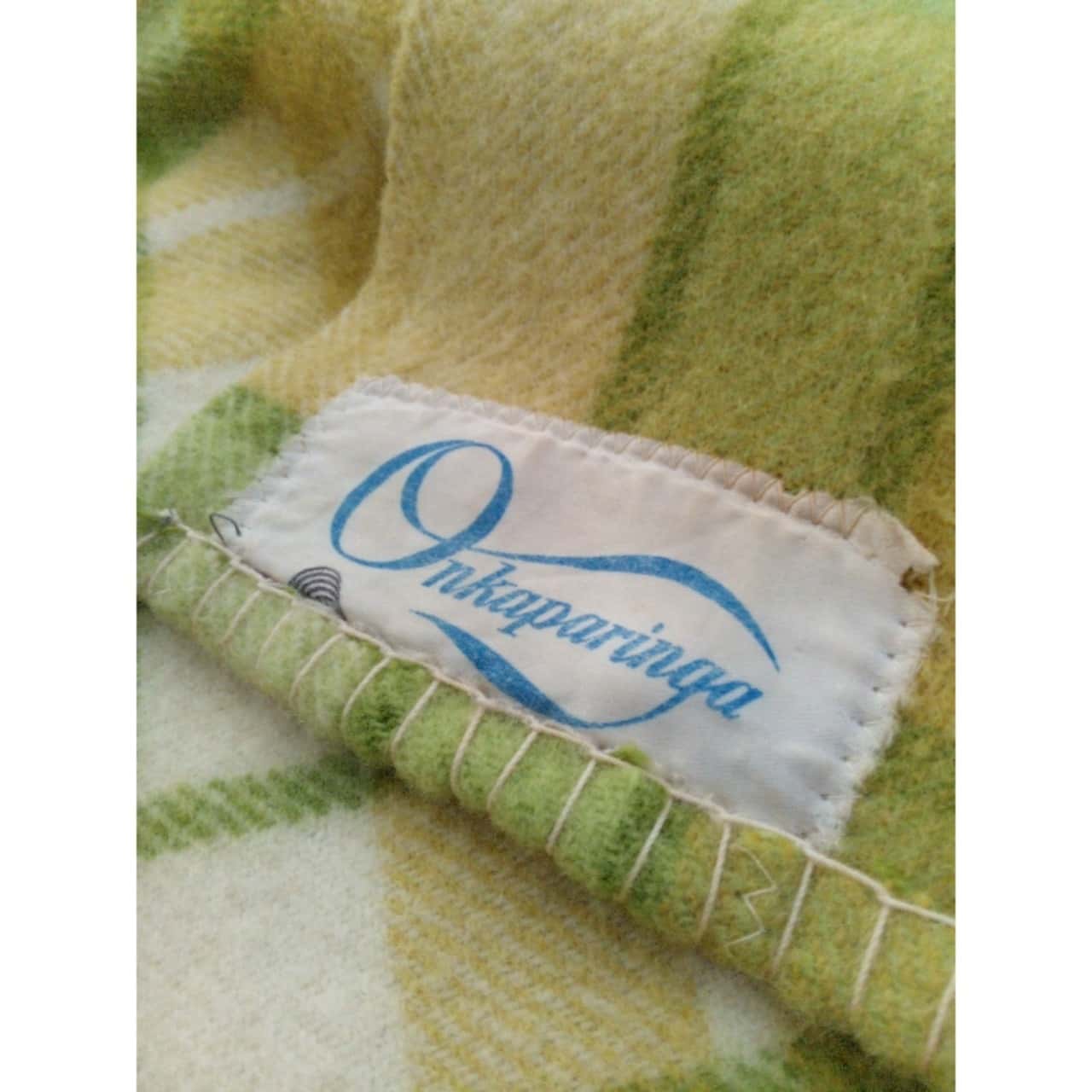 Vintage Onkaparinga Pure New Wool Blanket (2) Yellow/Green(s)