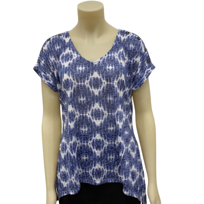 Rockmans Womens  Size XL T-shirts Blue / Pattern / White 