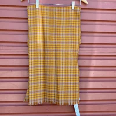  Raffal Womens Brown/Grey/Mustard/Checked Pure Merino Wool Scarf  