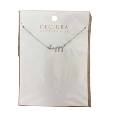 Decjuba Womens ‘happy’ Fine Word Necklace 