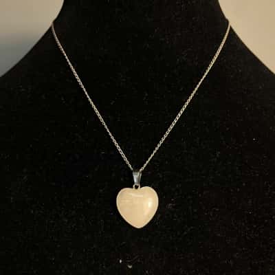 925 Stamped Silver Necklace With Polished Crystal Heart Pendant 
