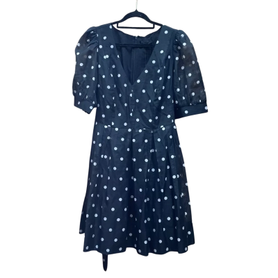 Portmans Womens  Size 16 Midi Dress Black  / Polka Dot / White 