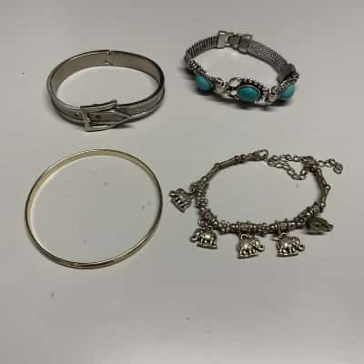Assorted  Womens Bracelets Silver tones x 4