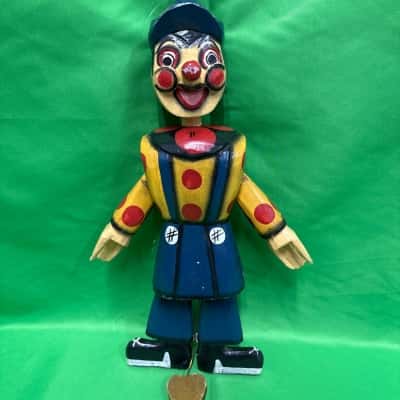 Folk Art Vintage Painted Wood Marionette Puppet Pinocchio 