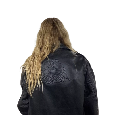 VINTAGE Super Cool Unisex LION AUSTRALIA Leather Jacket with Eagle Size XL