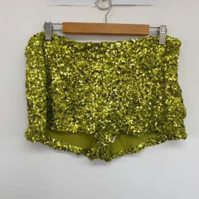 Pepper Mayo  Olive After Midnight Low Rise Sequin Mini Shorts  Size 14 