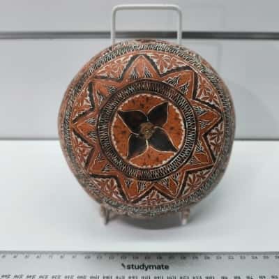 Vintage Hand-Carved Etched Gourd Story Box with Wildlife Motifs