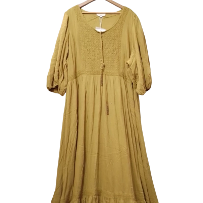 The Poetic Gypsy Women's Size 22 Mustard / Olive Maxi Dress