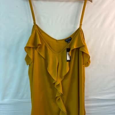 City Chic Womens  Size XL Shoestring Strap Top Gold BNWT
