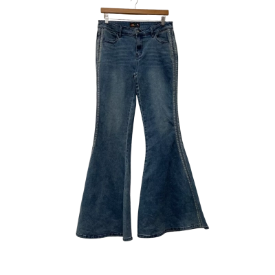 Delia's Womens  Size XL High-Waisted Jeans flared leg, long leg length Blue 