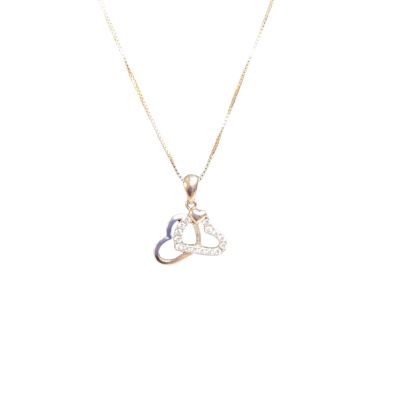  Womens Necklace Sterling Silver Chain with Heart Pendant (Stamped S925 on Chain & Pendant)