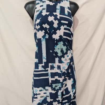Saba Womens Size 8 Sleeveless Dress Blue / Pattern 