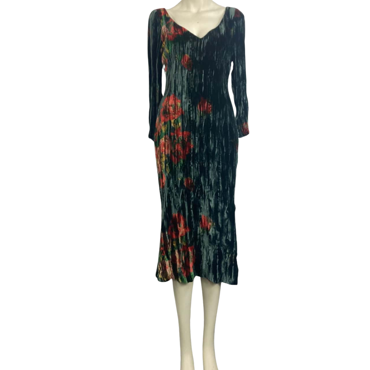 Lisa Ho Womens Size 10 Bodycon Dress / Floral Dress / Formal Dress / Long  Sleeve / Midi Dress / Party Dress Floral / Green / Orange / Red (s) - Used  Good | Salvos Stores