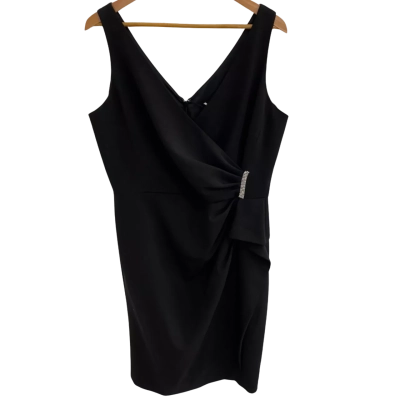  Chelsea Womens Size 14 Midi Dress Black With Rhinestone Detail