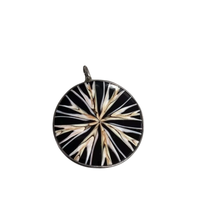 Vintage 925 Sterling Silver Shell Inlay Starburst Pendant