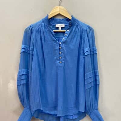 Witchery Womens  Size 8 Silk Blend Blouse Blue 