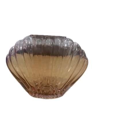 vintage Art Deco pink depression glass clam/shell bowl