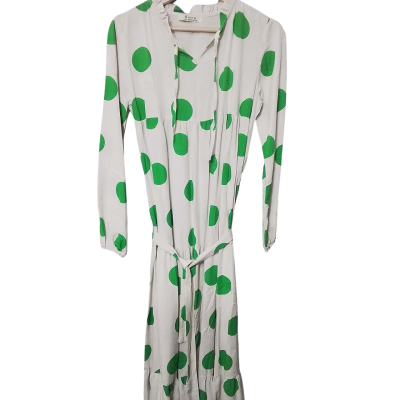  Kesra Womens Size M Maxi Dress / Wrap Dress Green / Off White 