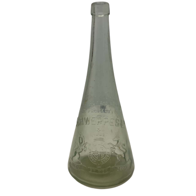 Vintage Schweppes Conical Cordial Glass Bottle