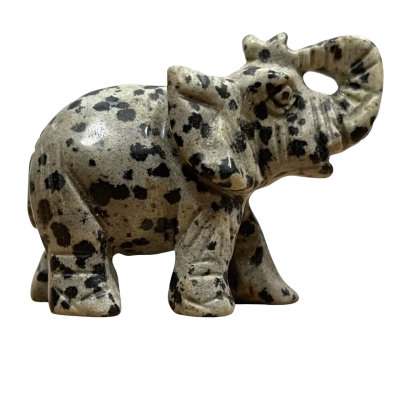 Small Carved Dalmatian Jasper Elephant