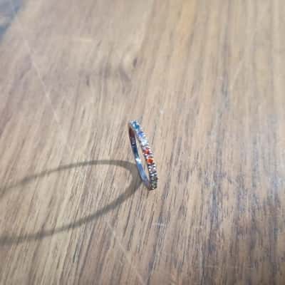 Multi Coloured Stone Ring Stamped '925'