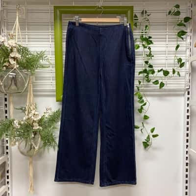 Alpha 60 Womens High Waisted Jeans Navy Blue Size S 