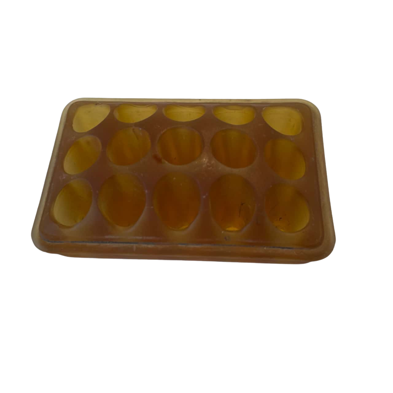 Vintage Glass Frog. 15 holes Amber. (s)