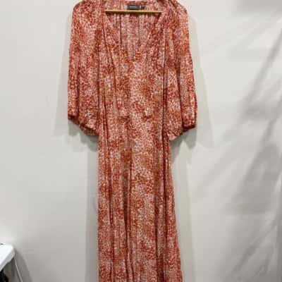 Sussan Womens  Size 14 Floral Dress Burnt Orange / Multicoloured / Orange / Peach / Pink  
