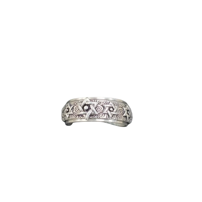Mens Stamped S925 Ring With Decorative Band