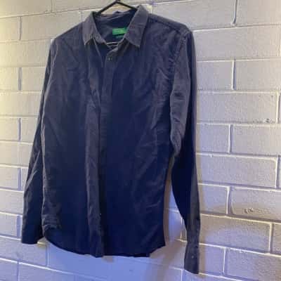 United Colors Of Benetton Mens  Size M Business Shirt Navy Blue 