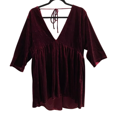 Tree Of Life Womens  Size One Size 3/4 Sleeve Top Maroon Velvet S.M.L    NWOT