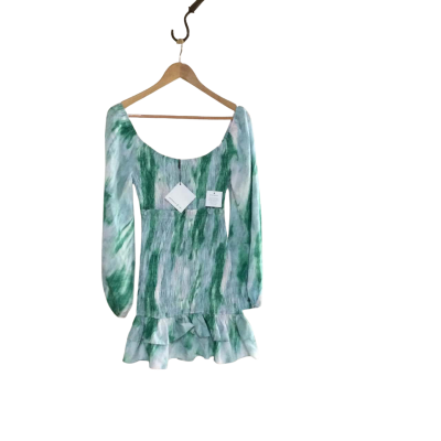 Minnie & Co. Women's Size 8 Long Sleeve Dress Green / White 