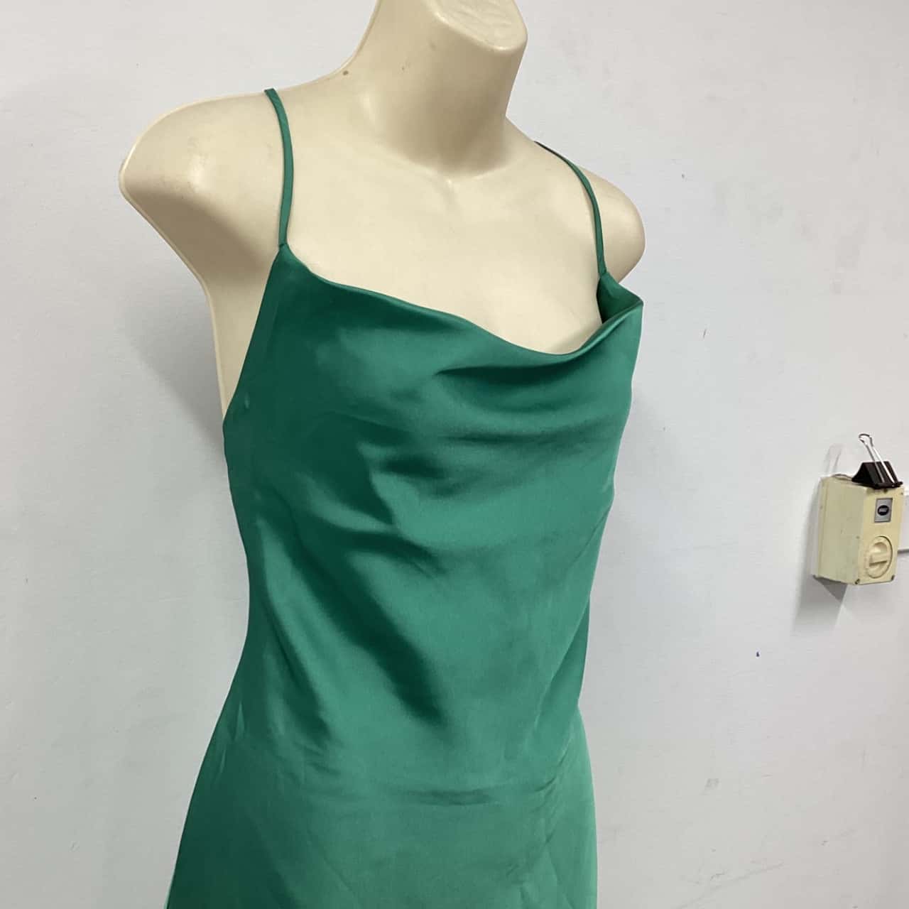 green emerald velvet dress Alia Cowl Neck Gown Green Lily
