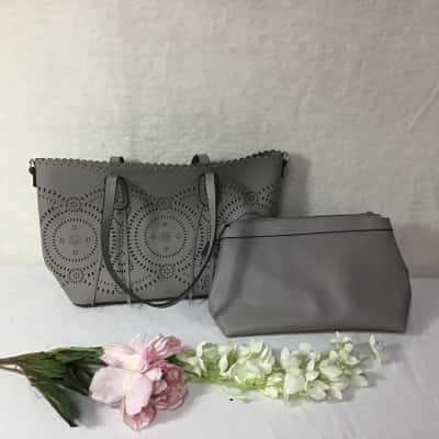 Golden Lily Womens Grey Pattern Tote Bag with Grey Zip Bag