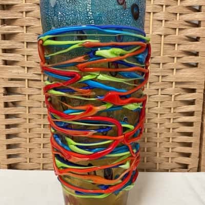Antique Murano Glass Vase Entwined Glass Surrond Millefiori Accents Birthday Gift Bobo Mother Christmas Present Wedding Flowers 