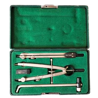 Vintage Faber-Castell Drafting Set in original Case Drawing Instrument. Compass Set.