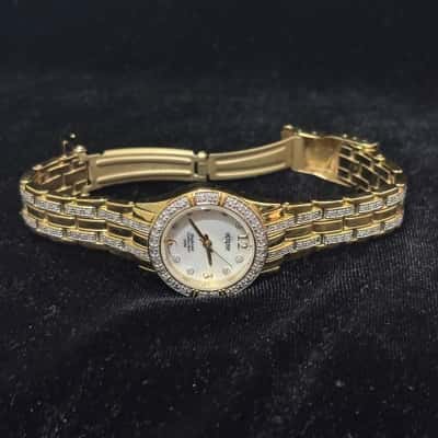 eclipse Gold/Silver/ White Stone Watch 